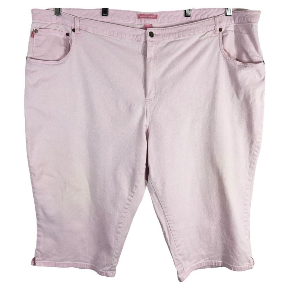 Woman Within Plus Size 32W Capri Jeans Light‎ Pink High Rise Natural Fit 818